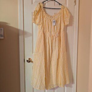 NWT Torrid Midi Seer Sucker Off Shoulder Peasant Dress - Gingham Plaid ~ Size 2